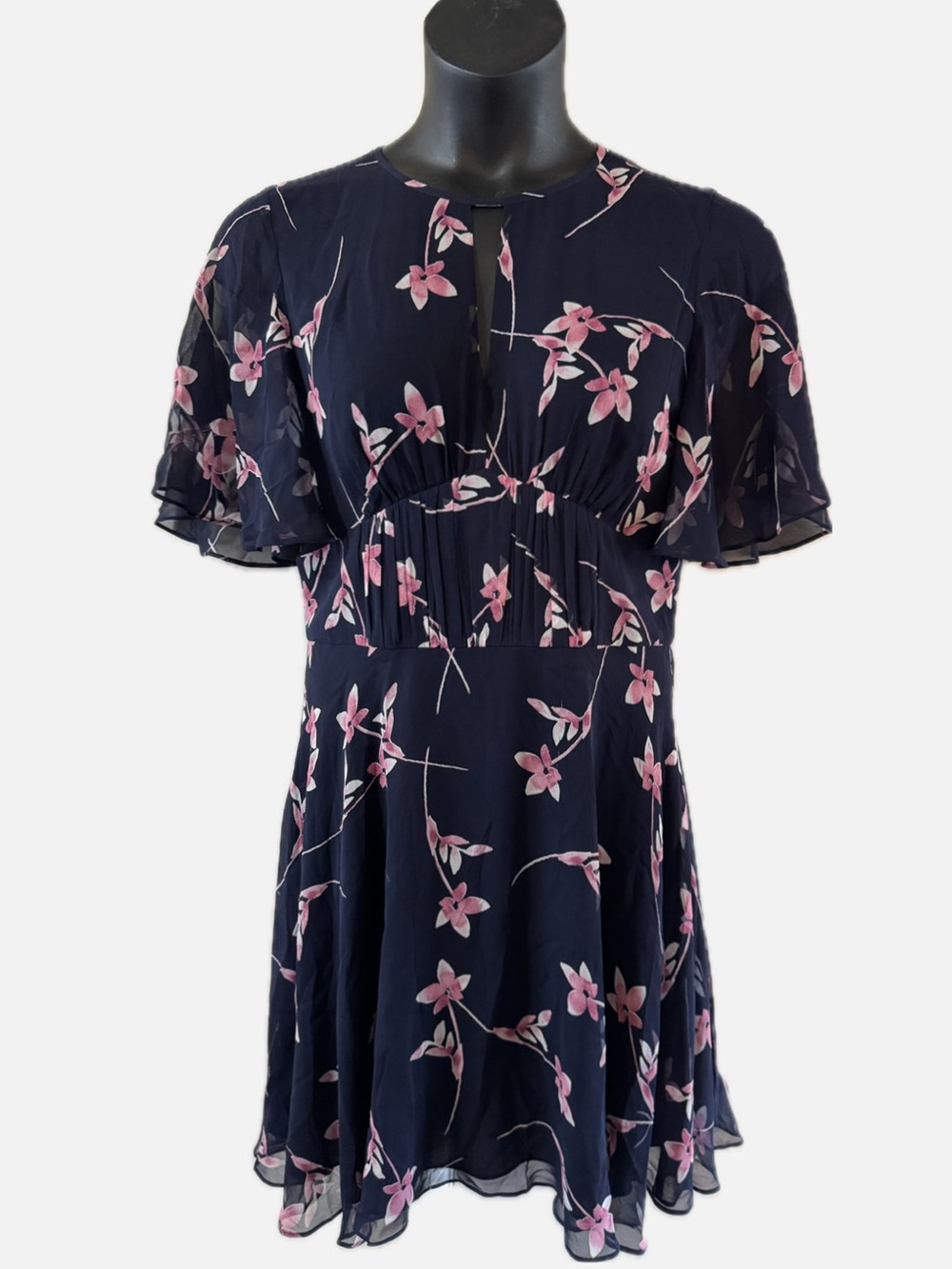 Shoshanna Size 12 Masha Silk Mini Dress Navy Pink Floral NWT- read description